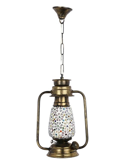 antique pendant hanging lantern lamp light with colorful glass - 14131934 - Very Small Image - 1