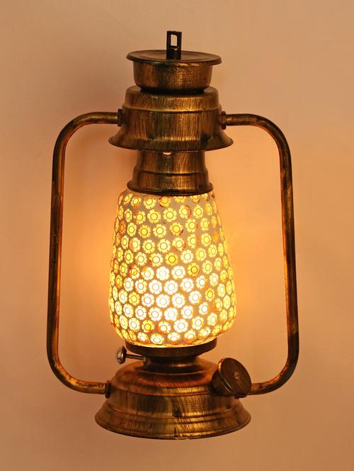 antique pendant hanging lantern lamp light with colorful glass - 14131950 - Very Small Image - 1