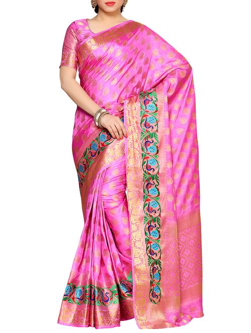 pink art silk kanjivaram saree - 14132798 - Very Small Image - 1