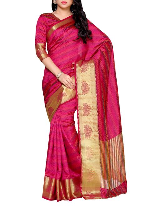 pink tussar saree - 14132838 - Very Small Image - 1