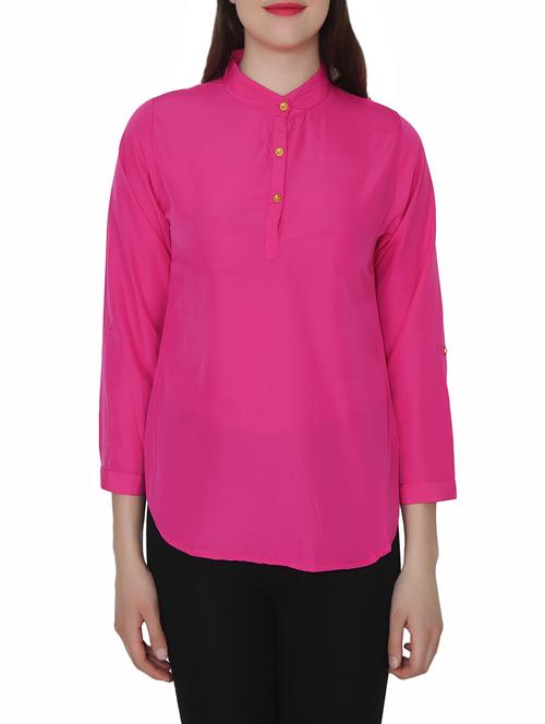 pink crepe regular top - 14137063 - Very Small Image - 1