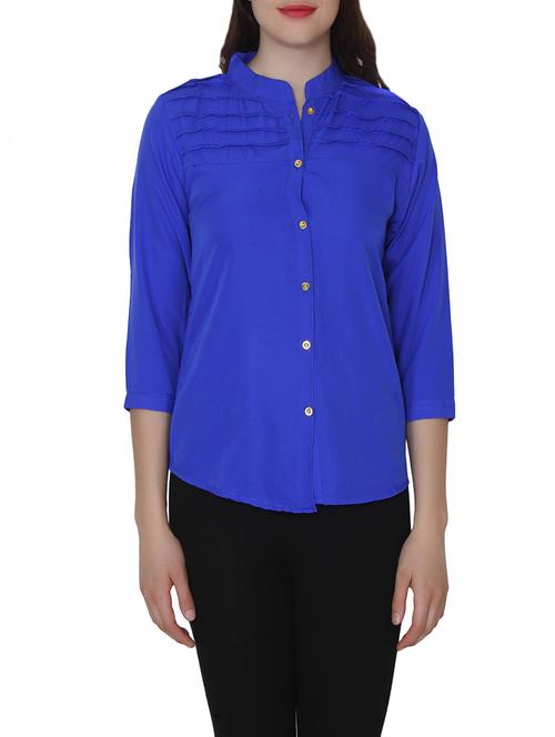 blue crepe regular shirt - 14137064 - Very Small Image - 1