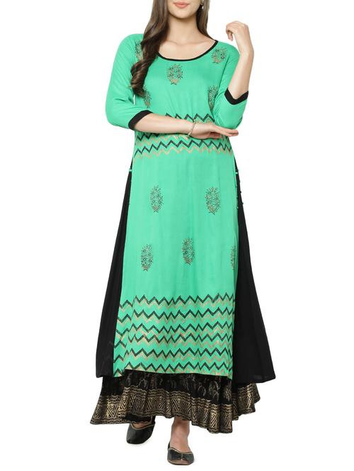 block printed a-line kurta - 14137303 - Very Small Image - 1