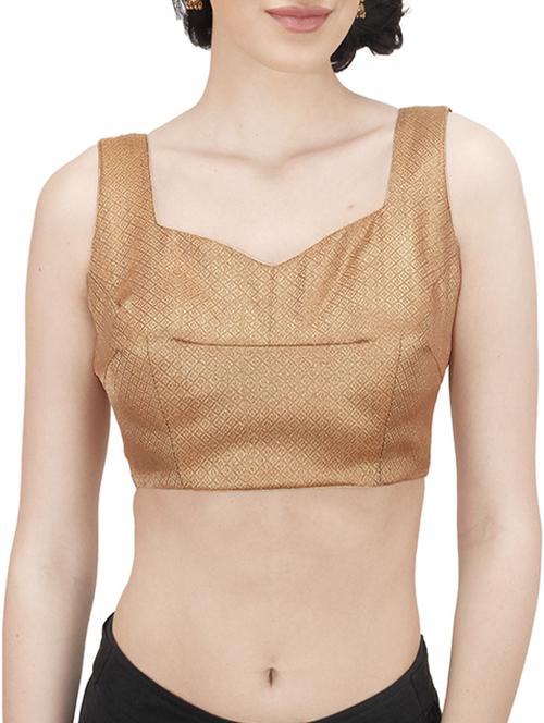 brown solid stitched blouse - 14137603 - Very Small Image - 1