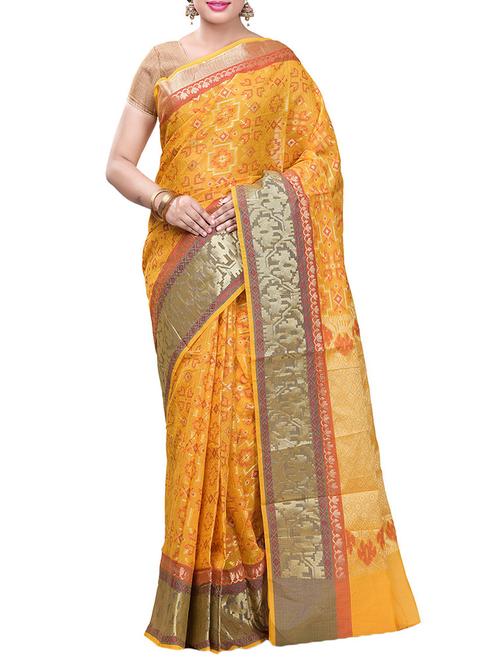 contrast border geometrical patola saree - 14139145 - Very Small Image - 1