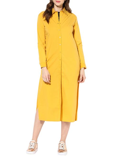 Yellow Cotton Shirt Dress - 14139421 - Very Small Image - 1