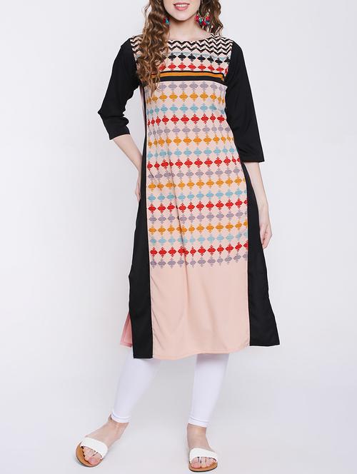 pink crepe straight kurta - 14139616 - Very Small Image - 1