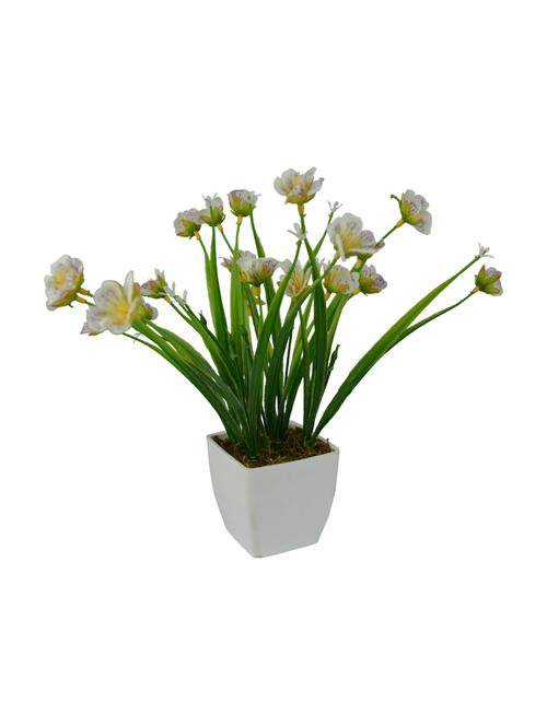 thefancymart artificial spring grass flowers in white square pot (28 cm/ 11 inchs)-1530 - 14144022 - Very Small Image - 1