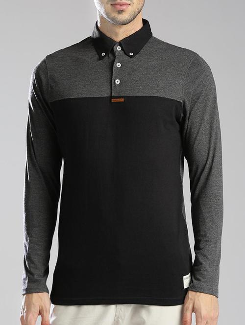 black cotton colour block t-shirt - 14145463 - Very Small Image - 1