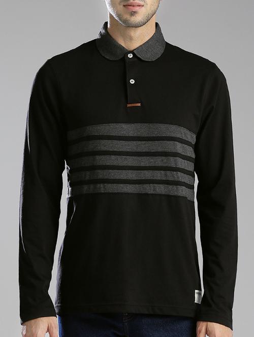 black cotton polo t-shirt - 14145471 - Very Small Image - 1