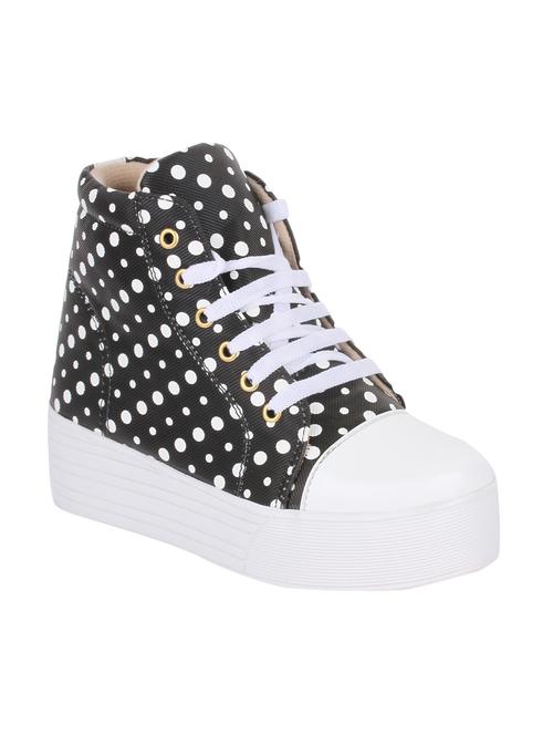 Black Faux Leather Laceup Sneakers - 14146482 - Very Small Image - 1
