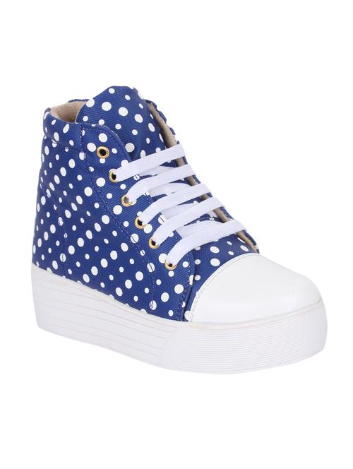 Blue Faux Leather Laceup Sneakers - 14146483 - Very Small Image - 1