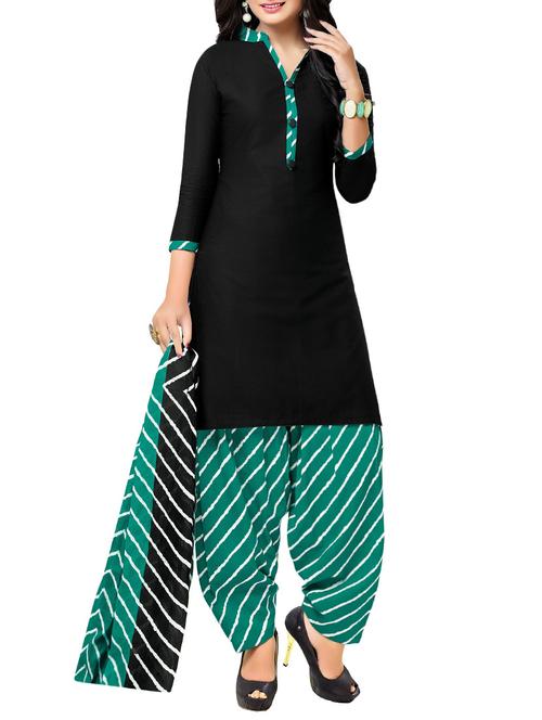 black patiyala suit dress material - 14147425 - Very Small Image - 1