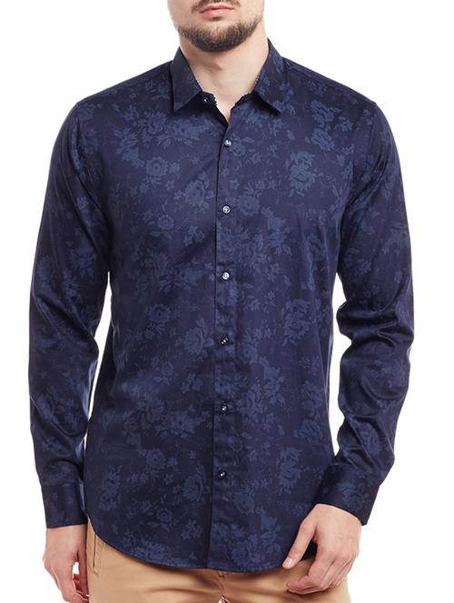 navy blue cotton casual shirt - 14147897 - Very Small Image - 1
