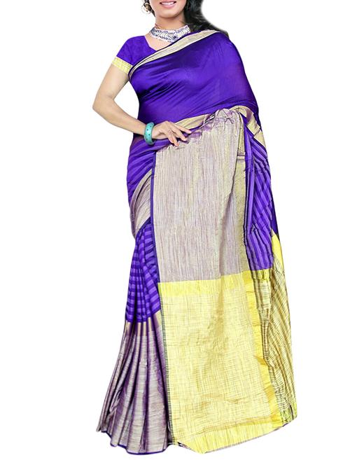 purple woven saree with blouse - 14149220 - Very Small Image - 1