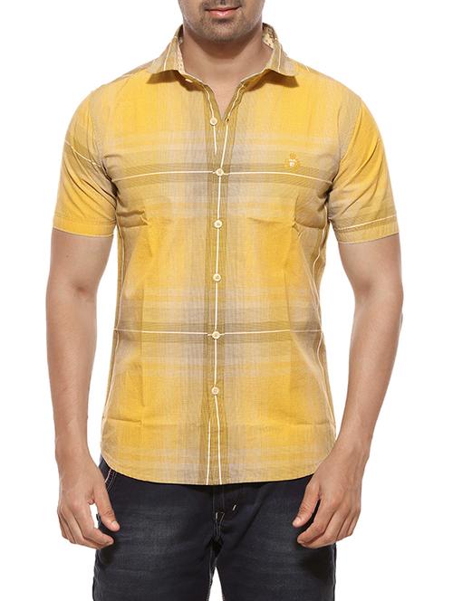 yellow cotton casual shirt - 14150438 - Very Small Image - 1