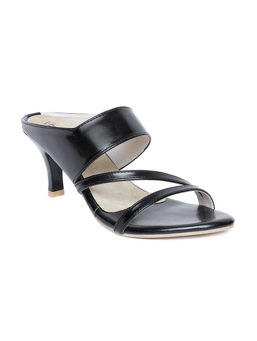 black faux leather slip on sandals - 14150500 - Very Small Image - 1