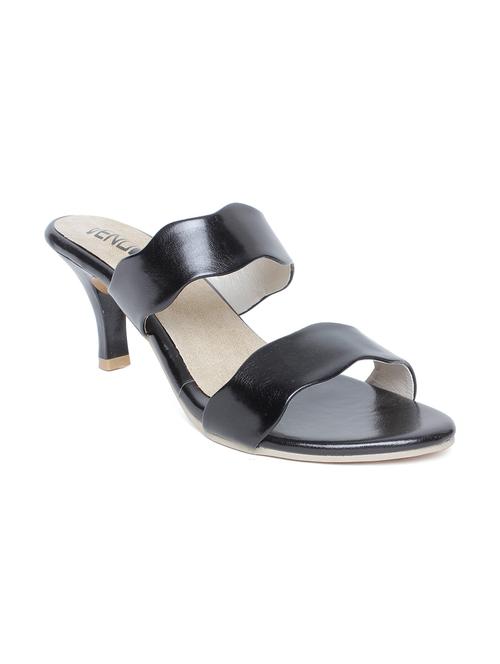 black faux leather slip on sandals - 14150508 - Very Small Image - 1