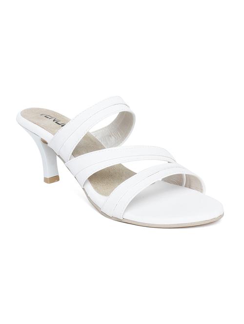 white faux leather slip on sandals - 14150512 - Very Small Image - 1