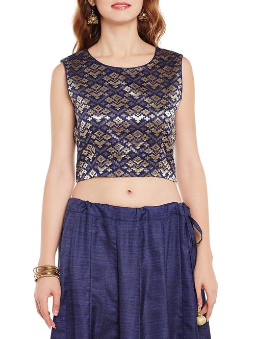 blue silk brocade blouse - 14152439 - Very Small Image - 1