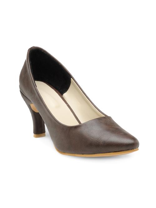 brown leatherette slip on pumps - 14152587 - Very Small Image - 1