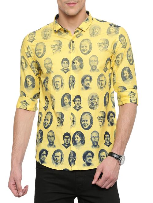 yellow cotton casual shirt - 14152660 - Very Small Image - 1