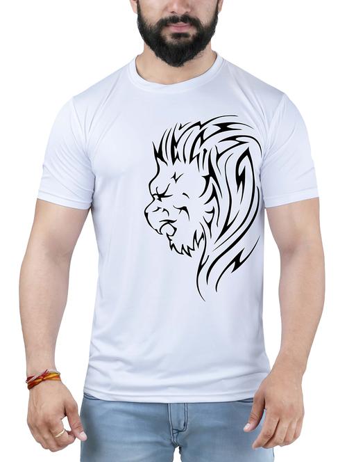 white cotton chest print t-shirt - 14152913 - Very Small Image - 1