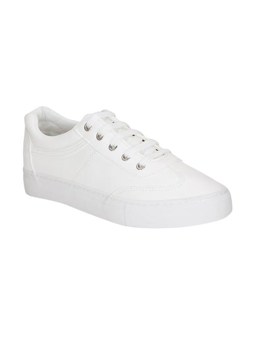white faux leather laceup sneakers - 14153592 - Very Small Image - 1
