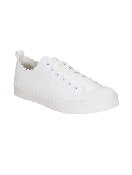 white faux leather laceup sneakers - 14153593 - Very Small Image - 1