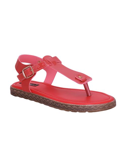pink faux leather tstrap sandals - 14153606 - Very Small Image - 1
