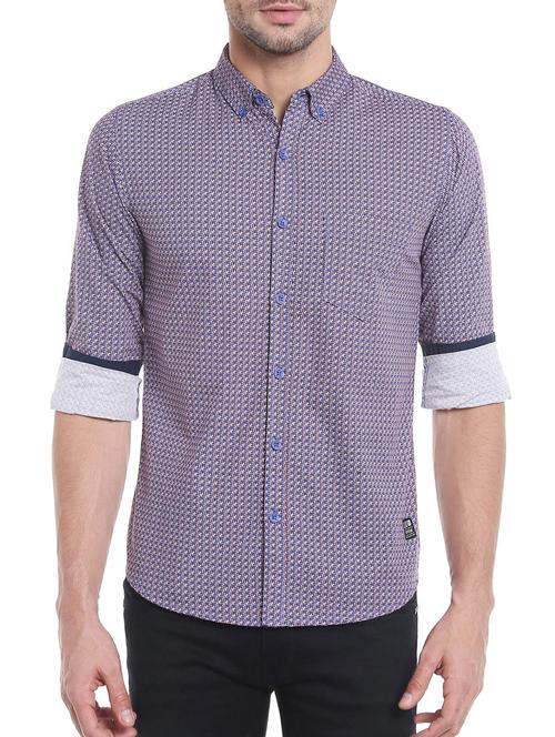 purple cotton casual shirt - 14153836 - Very Small Image - 1