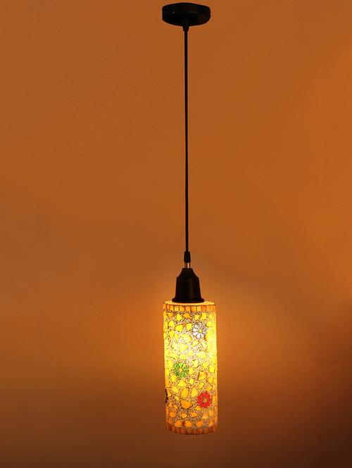 decorative colorful mozac pendant hanging lamp ornamented with colorful chips & beads - 14154617 - Very Small Image - 1