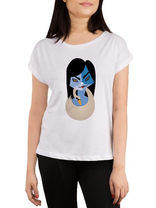 white cotton blend casual tee - 14154666 - Very Small Image - 1