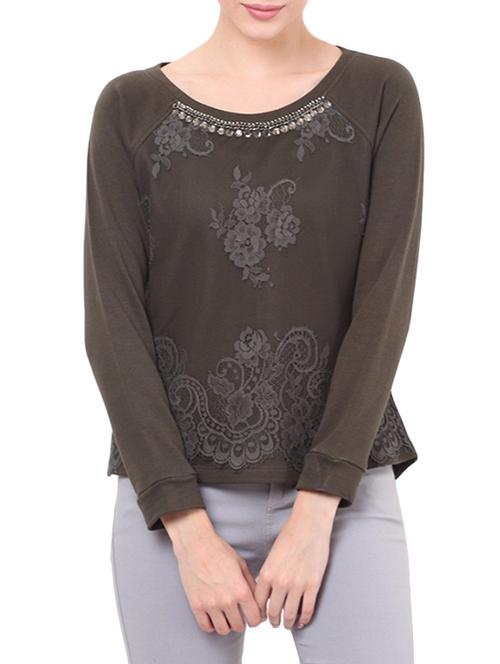 green cotton regular sweatshirt - 14154741 - Very Small Image - 1