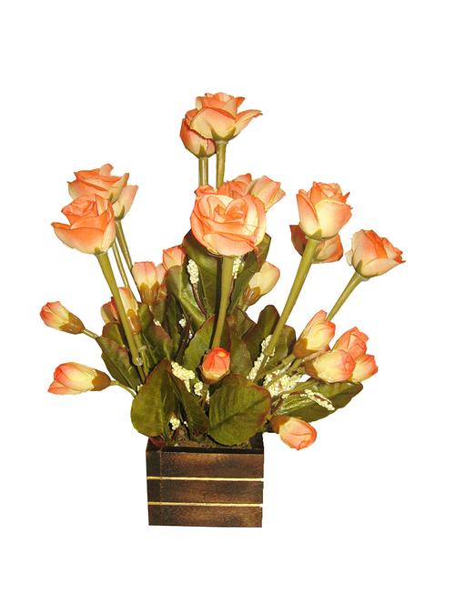 loxiaa orange rose artificial flower with pot - 14155604 - Very Small Image - 1