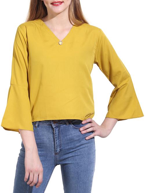 solid yellow casual top - 14155670 - Very Small Image - 1