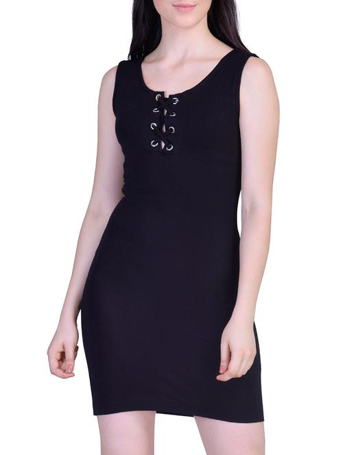black viscose bodycon dress - 14155917 - Very Small Image - 1