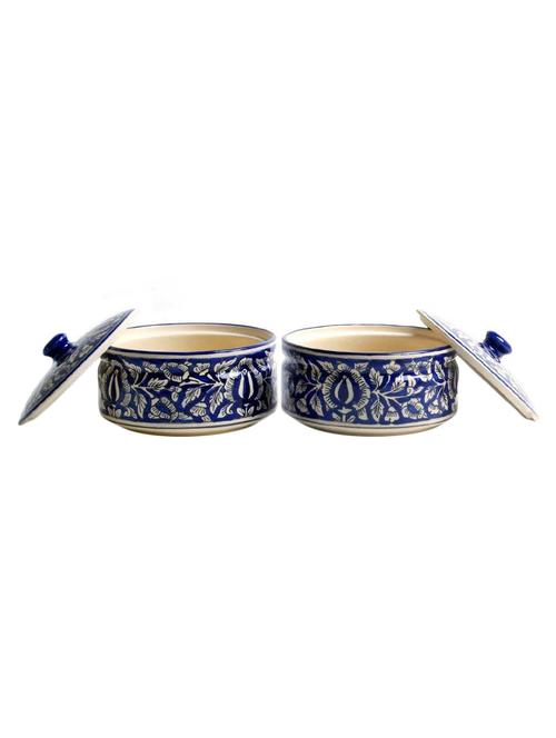caffeine ceramic handmade royal mughal print serving casserole bowl (set of 2) - 14156878 - Very Small Image - 1