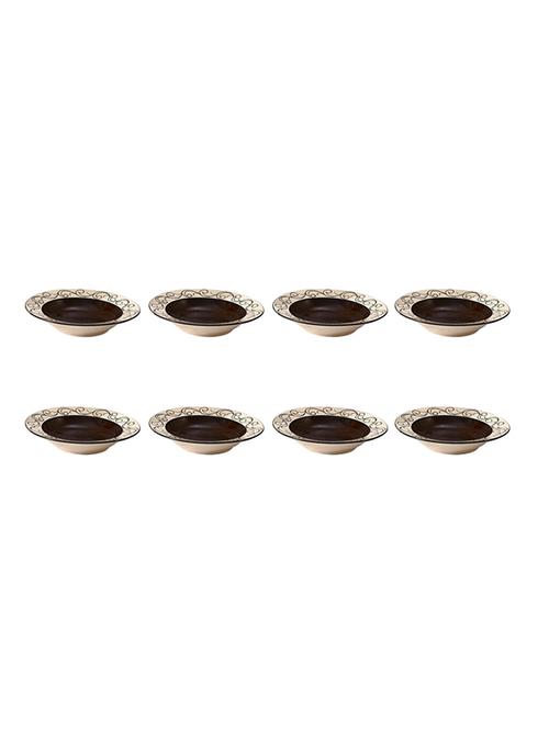 soup plate 9 inch ceramic/stoneware in dark brown aerial handmade by caffeine-set of 8 - 14157216 - Very Small Image - 1