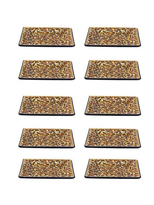 snack square plate 6 inch ceramic/stoneware in brown sehra handmade by caffeine-set of 10 - 14157369 - Very Small Image - 1