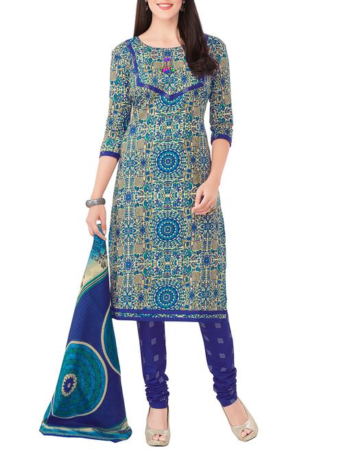 blue churidaar suit dress material - 14160937 - Very Small Image - 1