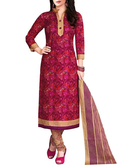 pink churidaar suits dress material - 14162269 - Very Small Image - 1