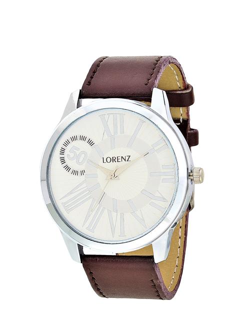 lorenz mk-1043a formal wear white brown analog watch for men - 14162420 - Very Small Image - 1