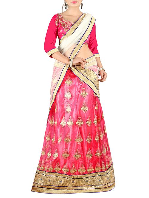 pink net flared lehenga - 14163430 - Very Small Image - 1