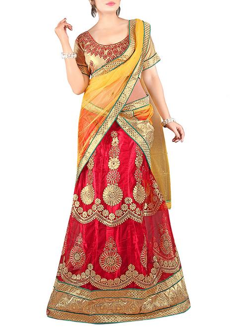 Red flared lehenga - 14163453 - Very Small Image - 1