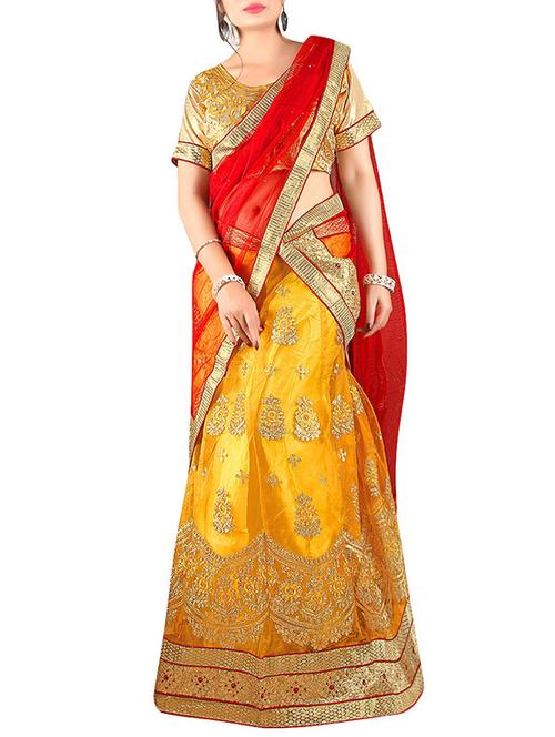 Yellow flared lehenga - 14163457 - Very Small Image - 1