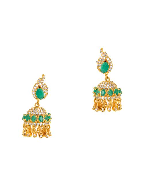 gold metal jhumka earrings - 14163619 - Very Small Image - 1