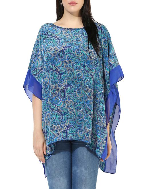 blue printed crepe kaftan - 14163675 - Very Small Image - 1