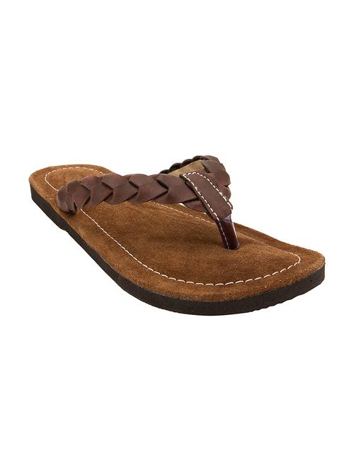 brown Leatherette toe separator slipper - 14164302 - Very Small Image - 1