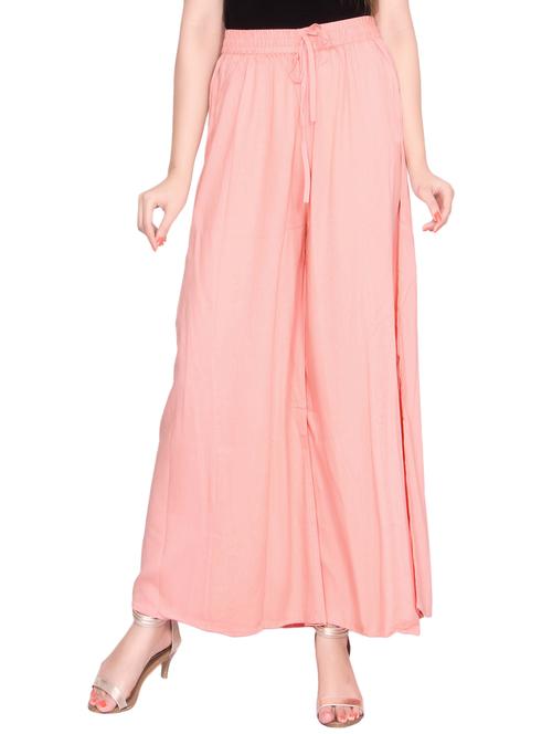 pink rayon flared palazzo - 14166360 - Very Small Image - 1